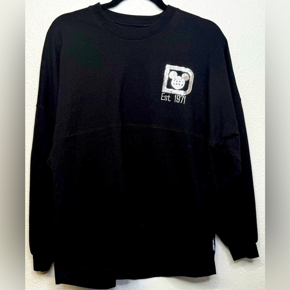 Disney Parks Walt Disney World Black Sequined Spirit Jersey, Adult Large, EUC. - Picture 2 of 3